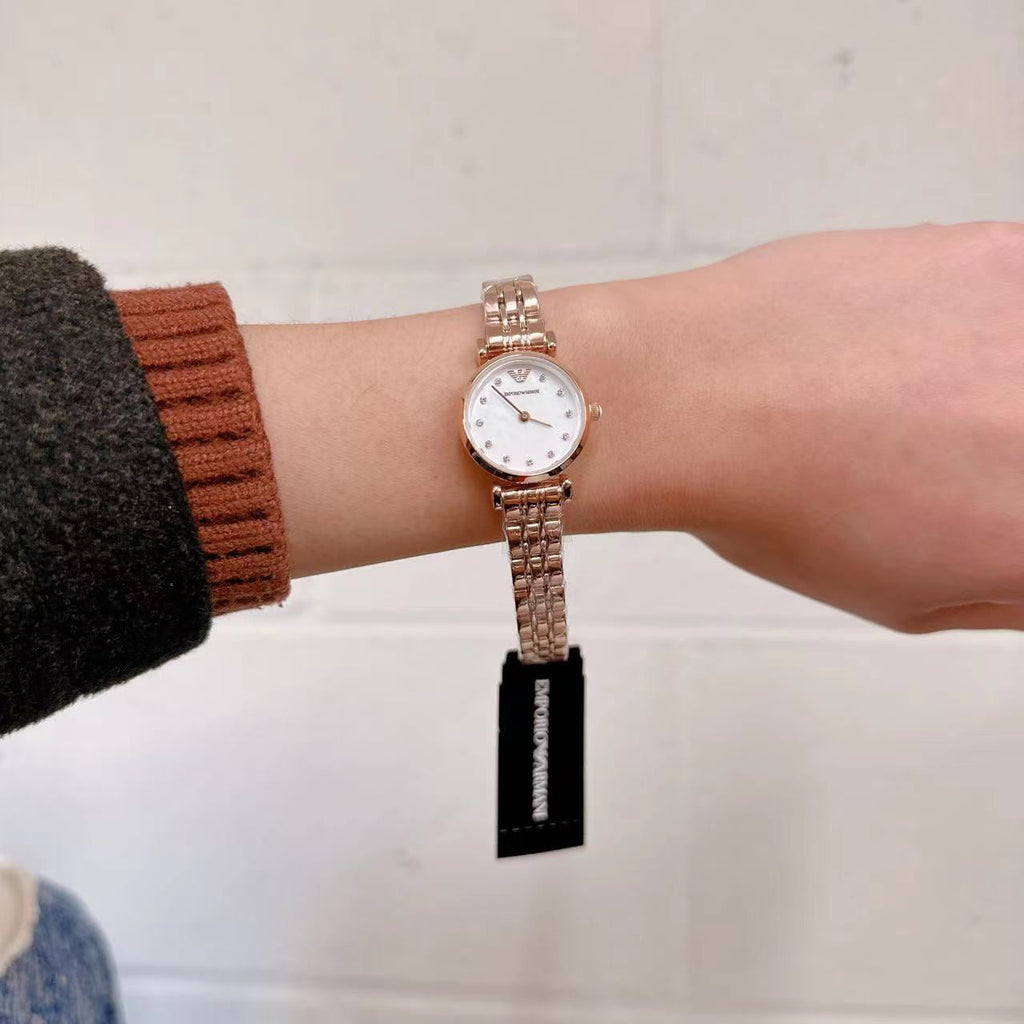 Emporio Armani Gianni T-Bar Mother of Pearl Dial Rose Gold Steel Strap Watch For Women - AR11203 Buy Now By Emporio Armani