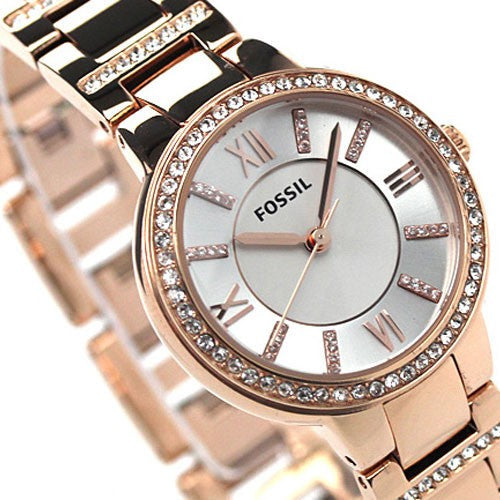 Fossil Virginia White Dial Rose Gold Steel Strap Watch for Women - ES3284 Buy Now By Fossil