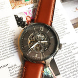 Fossil Townsman Automatic Skeleton Black Dial Brown Leather Strap Watch for Men - ME3181 Buy Now By Fossil