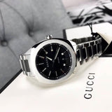 Gucci GG2570 Quartz Black Dial Silver Steel Strap Watch For Men - YA142401 Buy Now By Gucci