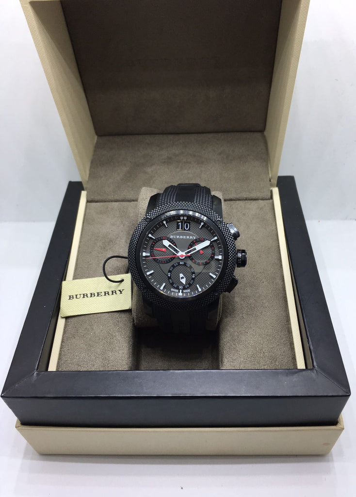 Burberry The Endurance Chronograph Black Dial Black Rubber Strap Watch For Men - BU9802 Buy Now By Burberry