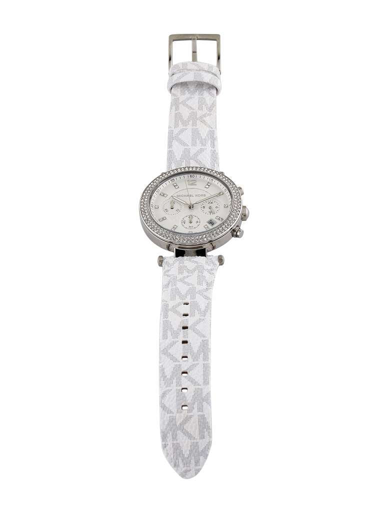 Michael Kors Parker Chronograph White Dial White Leather Strap Watch For Women - MK7226 Buy Now By Michael Kors