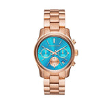 Michael Kors Runway Chronograph Turquoise Dial Rose Gold Steel Strap Watch For Women - MK6164 Buy Now By Michael Kors