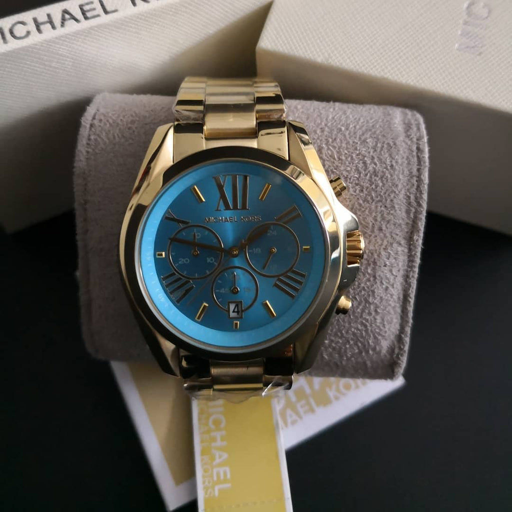 Michael Kors Bradshaw Chronograph Blue Dial Gold Steel Strap Watch For Women - MK5975 Buy Now By Michael Kors