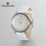 Swarovski Crystalline Hours Silver Dial White Leather Strap Watch for Women - 5295383 Buy Now By Swarovski