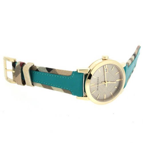Burberry The City Gold Dial Blue Leather Strap Watch for Women - BU9018 Buy Now By Burberry