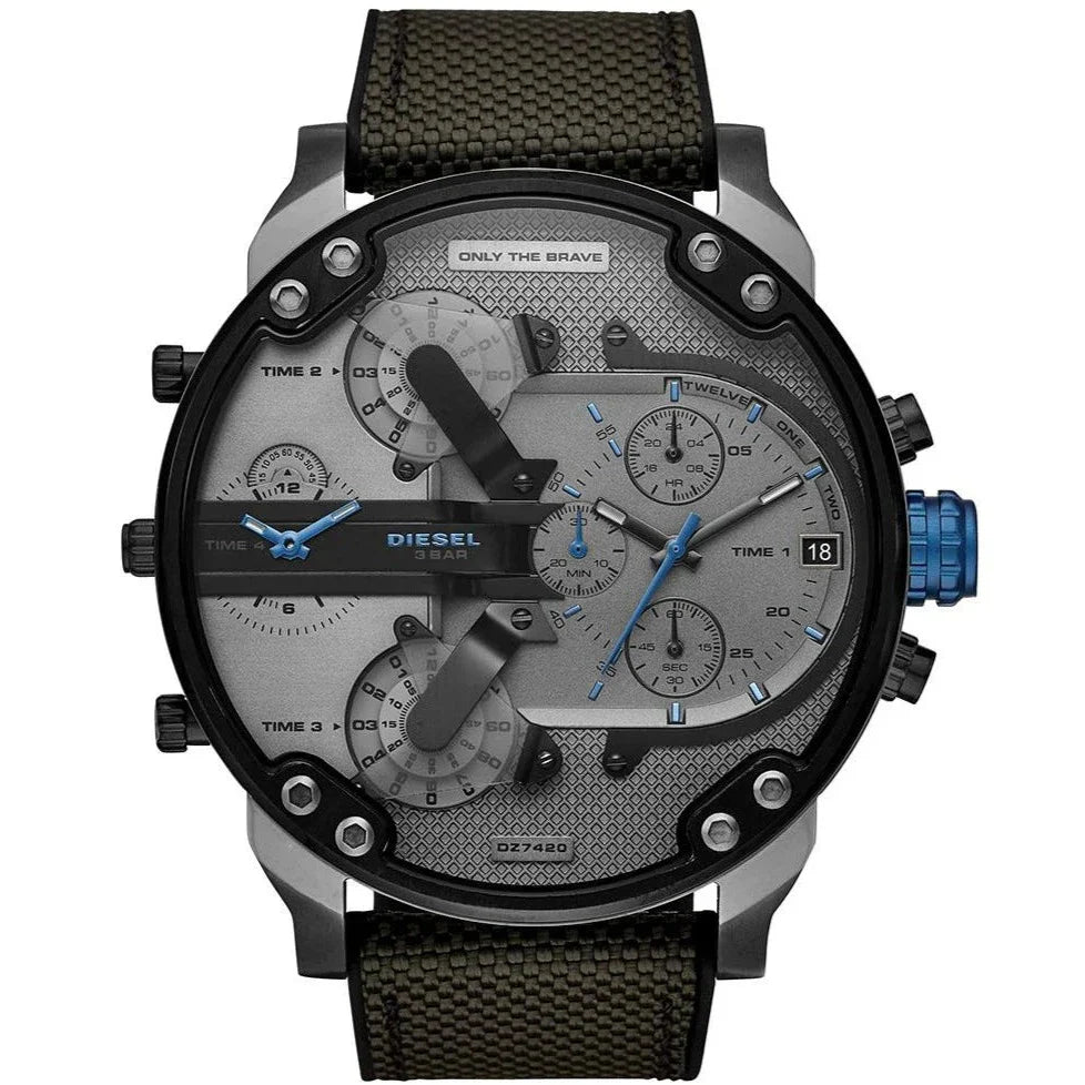 Diesel Mr Daddy 2.0 Chronograph Grey Dial Black Nylon Strap Watch For Men - DZ7420 Buy Now By Diesel