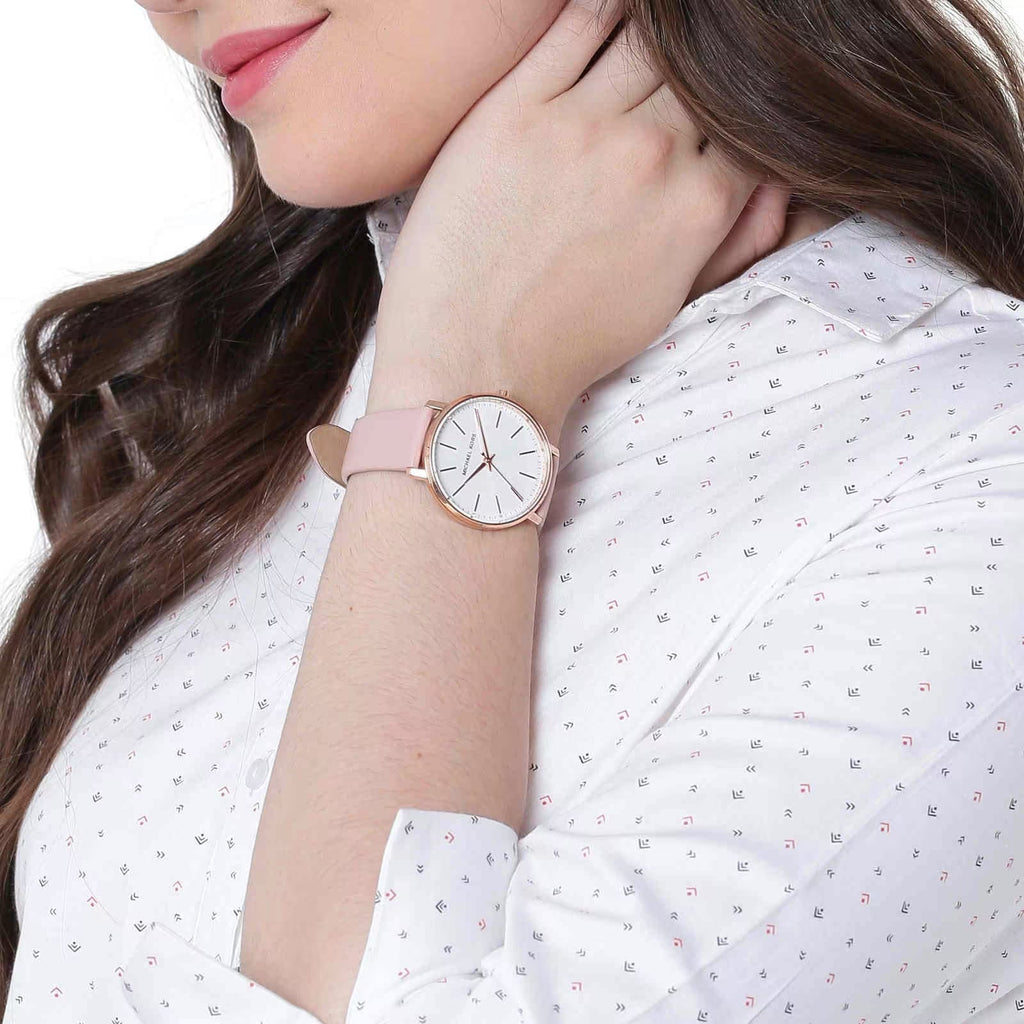 Michael Kors Pyper Quartz White Dial Pink Leather Strap Watch For Women - MK2741 Buy Now By Michael Kors