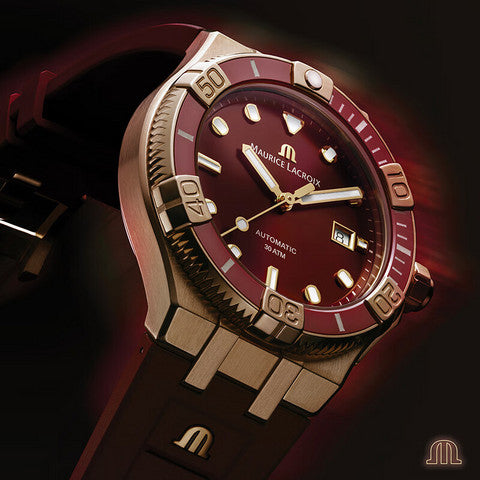 Maurice Lacroix Aikon Venturer Asia Special Edition Red Dial Red Rubber Strap Watch For Men - AI6058-BRZ6B-530-6 Buy Now By Maurice Lacroix