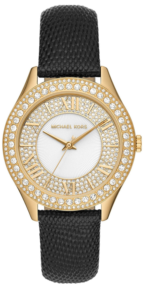 Michael Kors Harlowe Analog White Dial Black Leather Strap Watch For Women - MK2988 Buy Now By Michael Kors