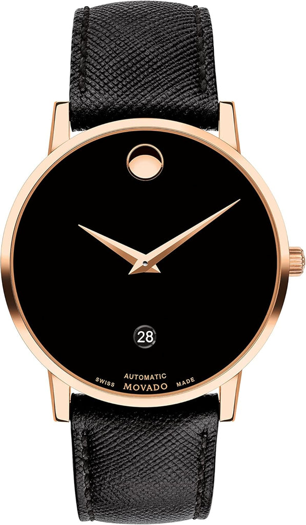 Movado Museum Classic Black Dial Black Leather Strap Watch for Men - 0607196 Buy Now By Movado