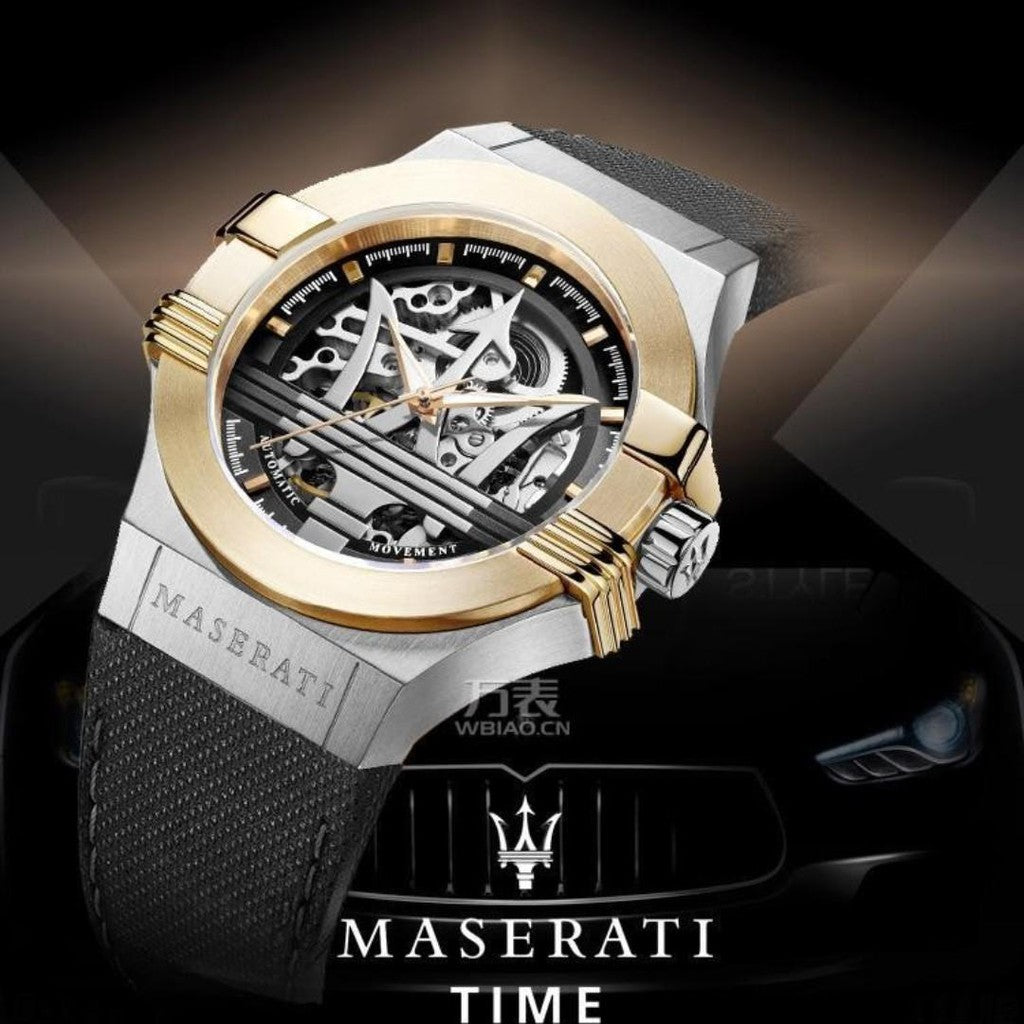 Maserati Potenza Automatic Skeleton Dial Black Leather Strap Watch For Men - R8821108011 Buy Now By Maserati