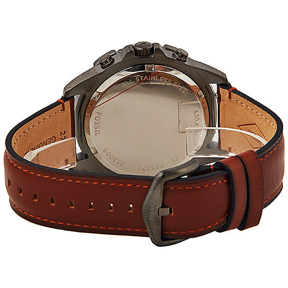 Fossil Garrett Chronograph Grey Dial Brown Leather Strap Watch for Men - FS5770 Buy Now By Fossil