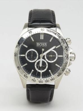 Hugo Boss Ikon Black Dial Black Leather Strap Watch for Men - 1513178 Buy Now By Hugo Boss
