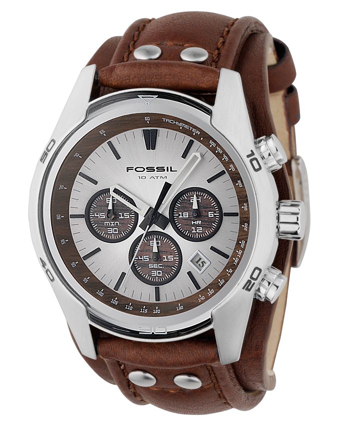 Fossil Coachman Chronograph Silver Dial Brown Leather Strap Watch for Men - CH2565 Buy Now By Fossil