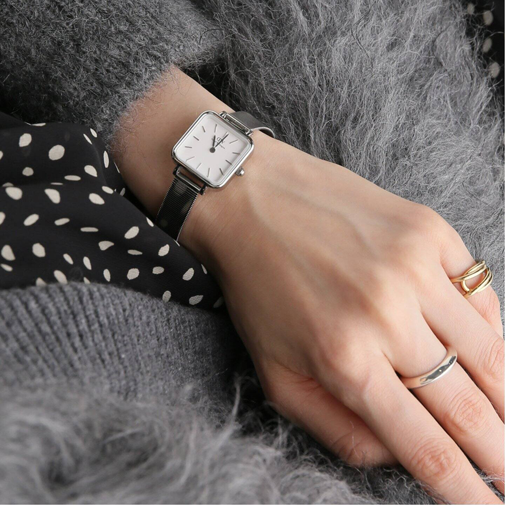Daniel Wellington Quadro Studio White Dial Silver Mesh Bracelet Watch For Women - DW00100521 Buy Now By Daniel Wellington