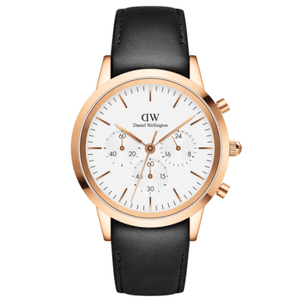 Daniel Wellington Iconic Chronograph Sheffield White Dial Black Leather Strap Watch For Men - DW00100646 Buy Now By Daniel Wellington