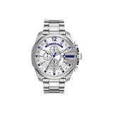 Diesel Mega Chief Chronograph White Dial Silver Steel Strap Watch For Men - DZ4477 Buy Now By Diesel
