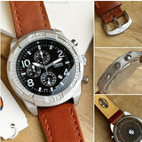 Fossil Bronson Chronograph Luggage Blue Dial Brown Leather Strap Watch for Men - FS5829 Buy Now By Fossil