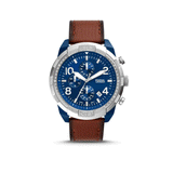 Fossil Bronson Chronograph Luggage Blue Dial Brown Leather Strap Watch for Men - FS5829 Buy Now By Fossil