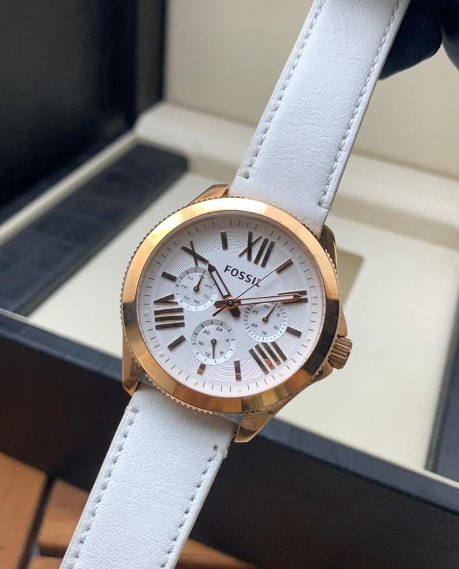Fossil Cecile White Dial White Leather Strap Watch for Women - AM4486 Buy Now By Fossil