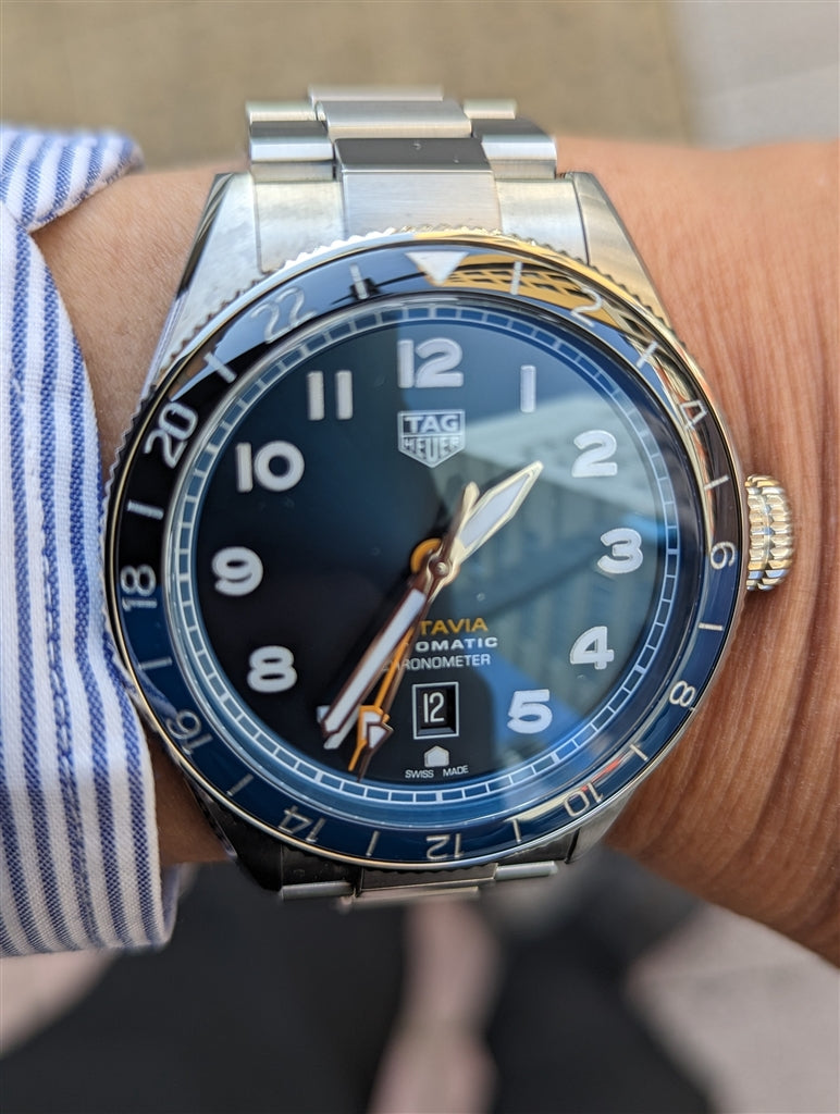 Tag Heuer Autavia Cosc GMT Automatic Blue Dial Silver Steel Strap Watch for Men - WBE511A.BA0650 Buy Now By Tag Heuer