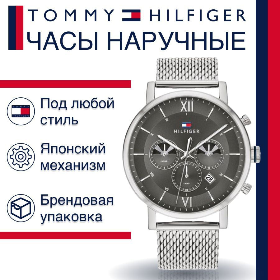 Tommy Hilfiger Evan Grey Dial Silver Mesh Bracelet Watch for Men - 1710396 Buy Now By Tommy Hilfiger