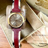 Burberry The City Gold Dial Orange Leather Strap Watch for Women - BU9017 Buy Now By Burberry