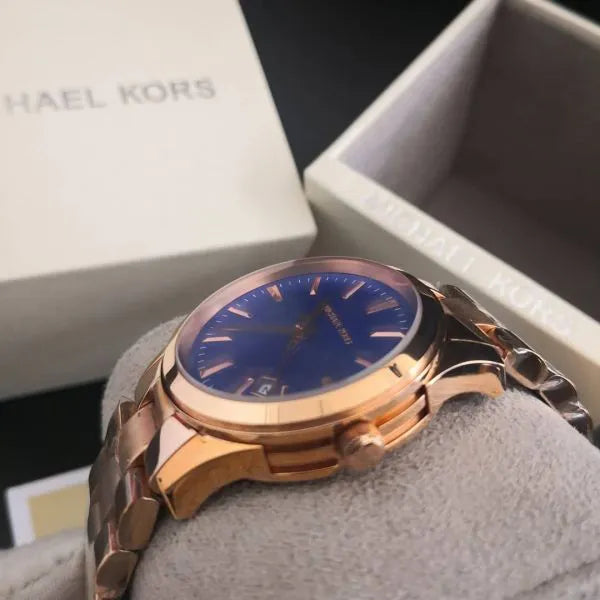 Michael Kors Runway Blue Dial Rose Gold Stainless Steel Strap Watch for Women - MK7065 Buy Now By Michael Kors