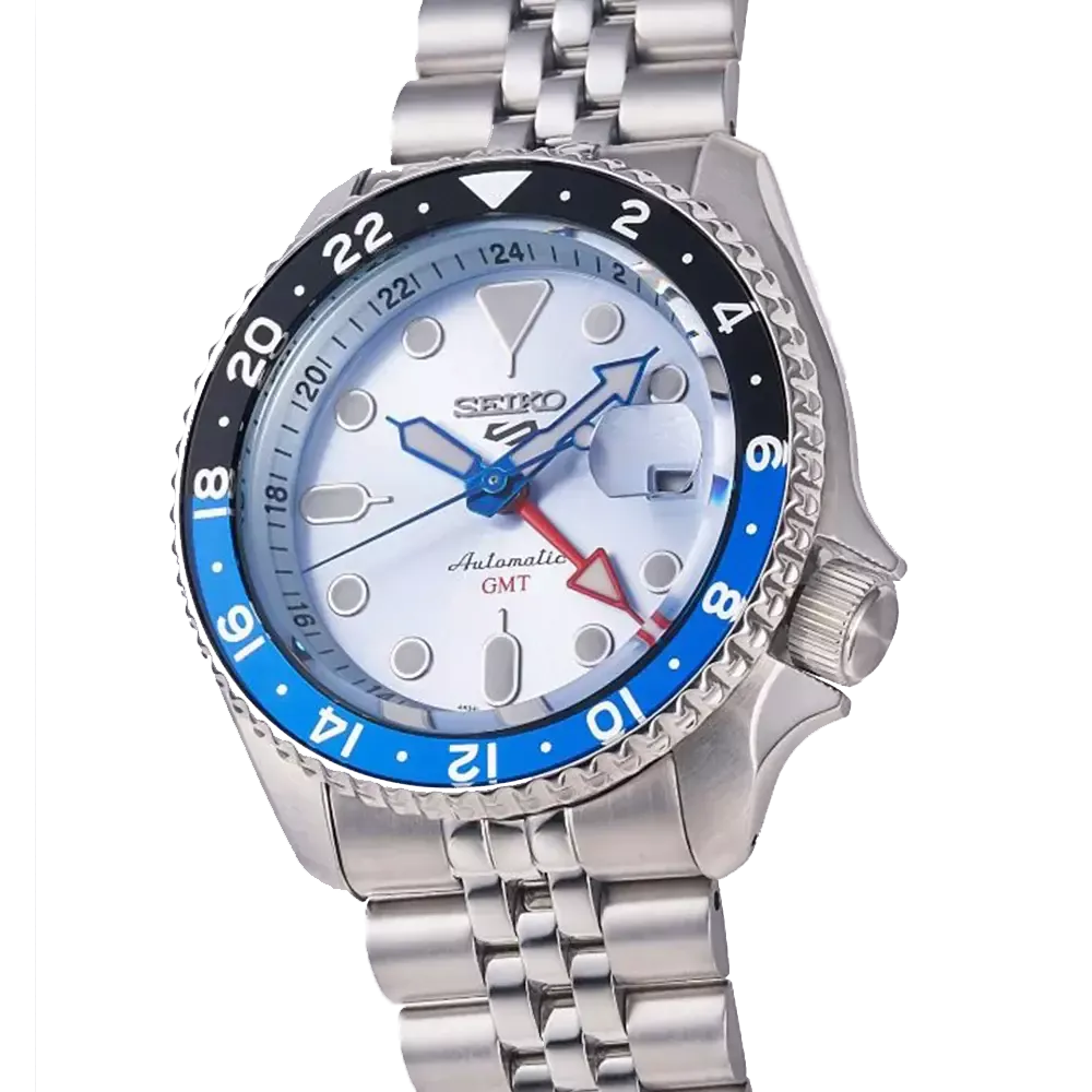 Seiko 5 Sports Automatic GMT SKX Sports Style Asia Exclusive Limited Edition Ice Blue Dial Silver Steel Strap Watch For Men - SSK029K1 Buy Now By Seiko