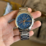 Armani Exchange Hampton Chronograph Blue Dial Silver Steel Strap Watch For Men - AX2155 Buy Now By Armani Exchange