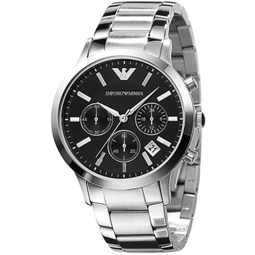 Emporio Armani Classic Chronograph Black Dial Silver Steel Strap Watch For Men - AR2434 Buy Now By Emporio Armani