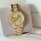 Michael Kors Ritz Chronograph Gold Dial Gold Steel Strap Watch For Women - MK6597 Buy Now By Michael Kors
