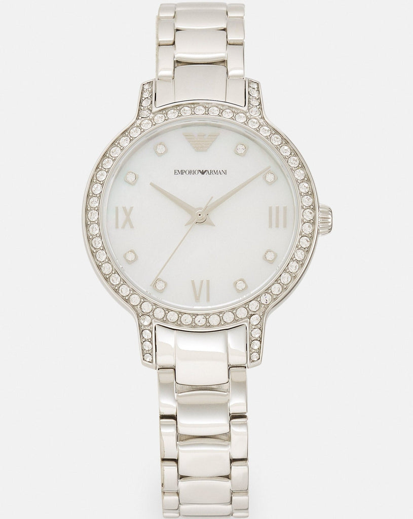Emporio Armani Cleo Crystals Mother Of Pearl Dial Silver Steel Strap Watch For Women - AR11484 Buy Now By Emporio Armani