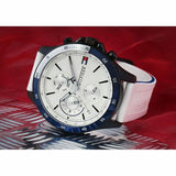 Tommy Hilfiger Bank Chronograph White Dial White Rubber Strap Watch for Men - 1791723 Buy Now By Tommy Hilfiger