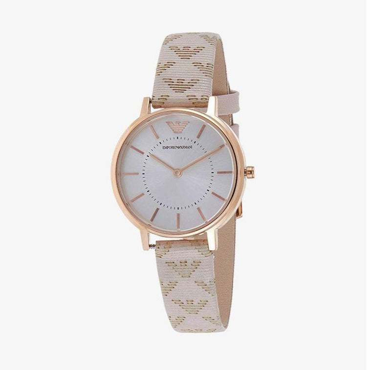 Emporio Armani Classic White Dial Beige Leather Strap Watch For Women - AR11008 Buy Now By Emporio Armani