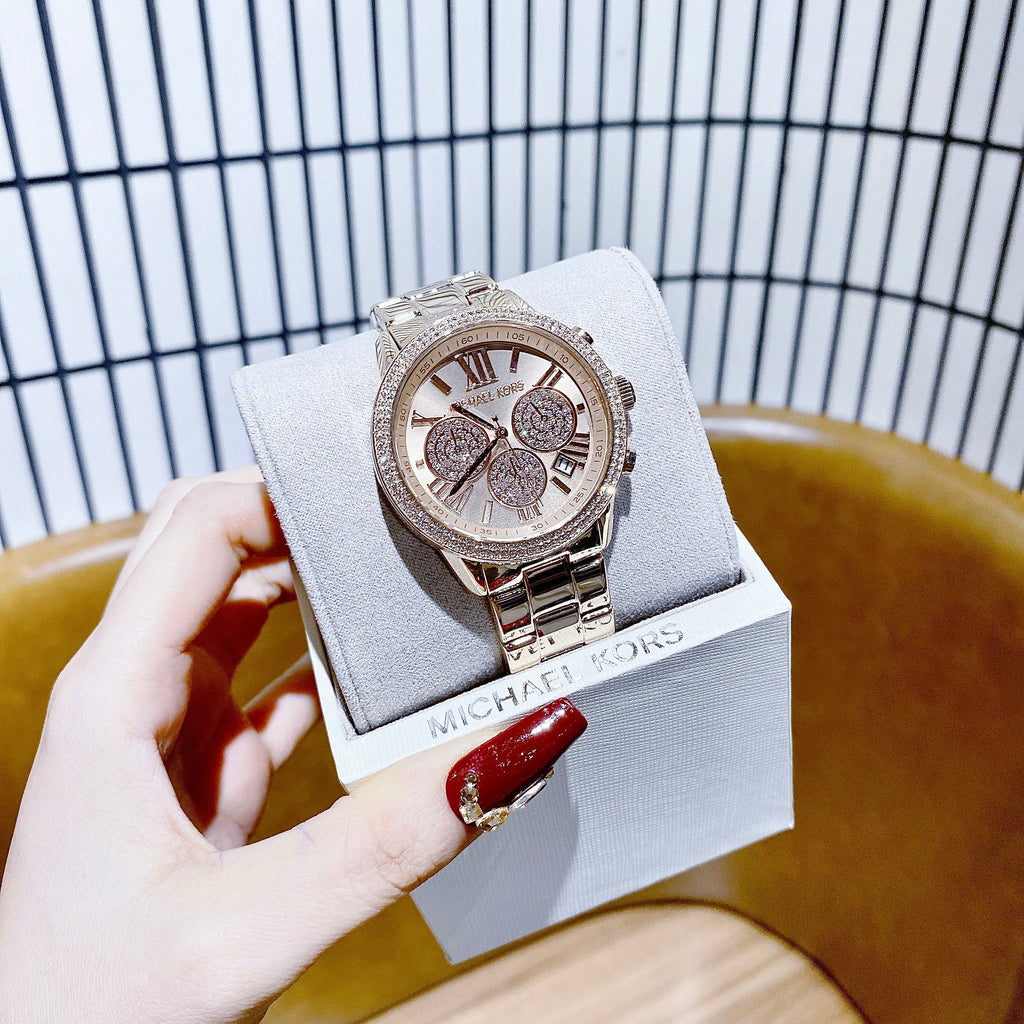 Michael Kors Bryn Pavé Quartz Gold Dial Gold Steel Strap Watch For Women - MK7199 Buy Now By Michael Kors