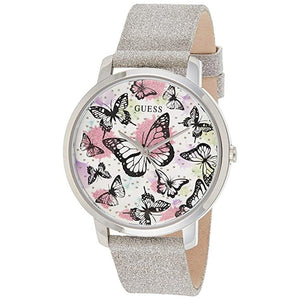 Guess Sparkle Butterfly White Dial Silver Leather Strap Watch For Women - GW0008L1 Buy Now By Guess