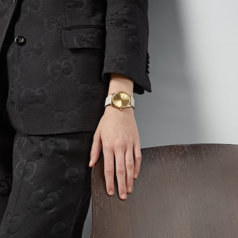 Gucci G Timeless Quartz Gold Dial Beige Leather Strap Watch For Women - YA1264180 Buy Now By Gucci