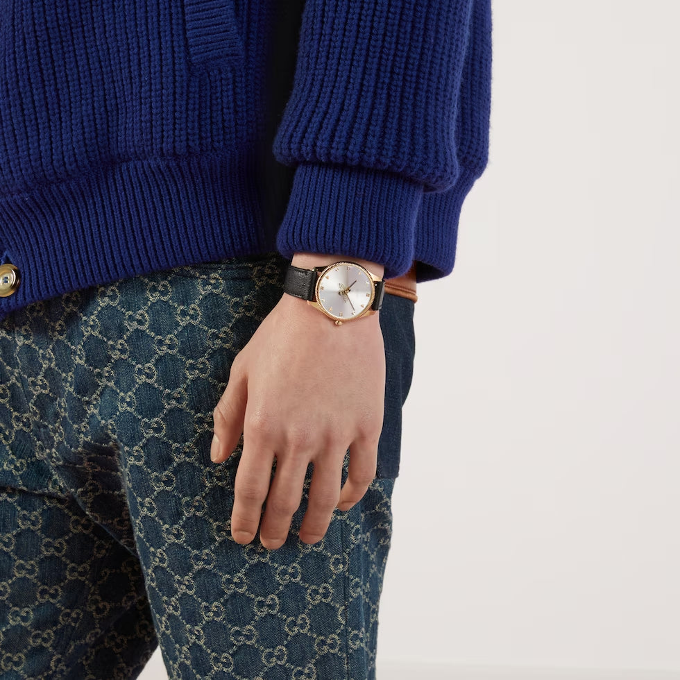 Gucci G Timeless Quartz Silver Dial Black Leather Strap Watch For Women - YA1264181 Buy Now By Gucci