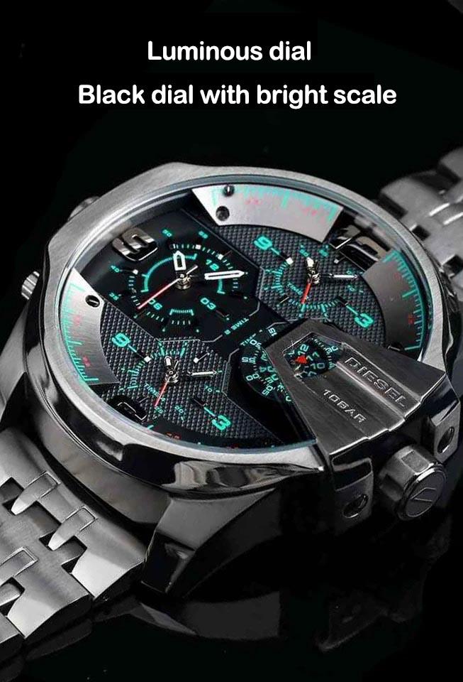 Diesel Uber Chief Black Dial Grey Stainless Steel Strap Watch For Men - DZ7372 Buy Now By Diesel