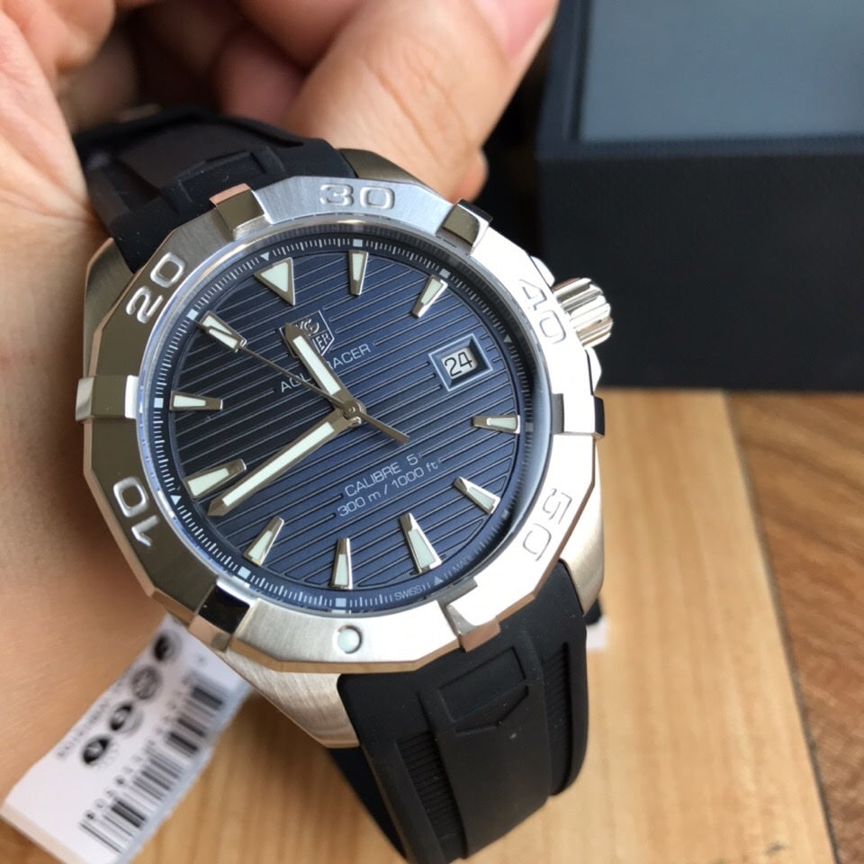 Tag Heuer Aquaracer Caliber 5 Automatic Black Dial Black Rubber Strap Watch for Men - WAY2113.FT8021 Buy Now By Tag Heuer