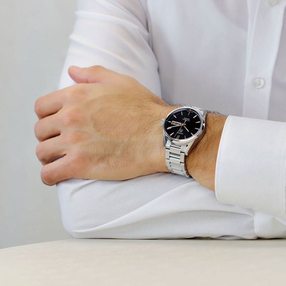 Tag Heuer Carrera Calibre 5 Automatic Black Dial Silver Steel Strap Watch for Men - WAR201C.BA0723 Buy Now By Tag Heuer