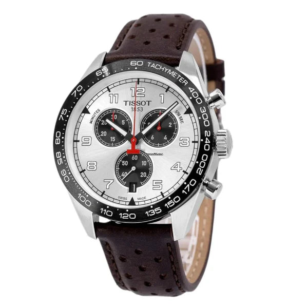 Tissot T Sport PRS 516 Chronograph Silver Dial Brown Leather Strap Watch for Men - T131.617.16.032.00 Buy Now By Tissot