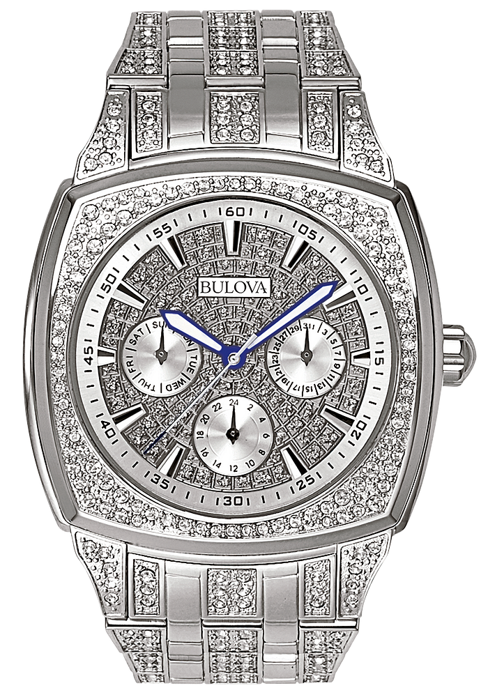 Bulova Crystal Collection Phantom Silver Dial Silver Steel Strap Watch for Men - 96C002 Buy Now By Bulova