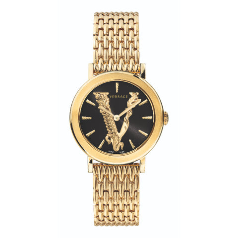 Versace Virtus Quartz Black Dial Gold Steel Strap Watch for Women - VEHC00619 Buy Now By Versace