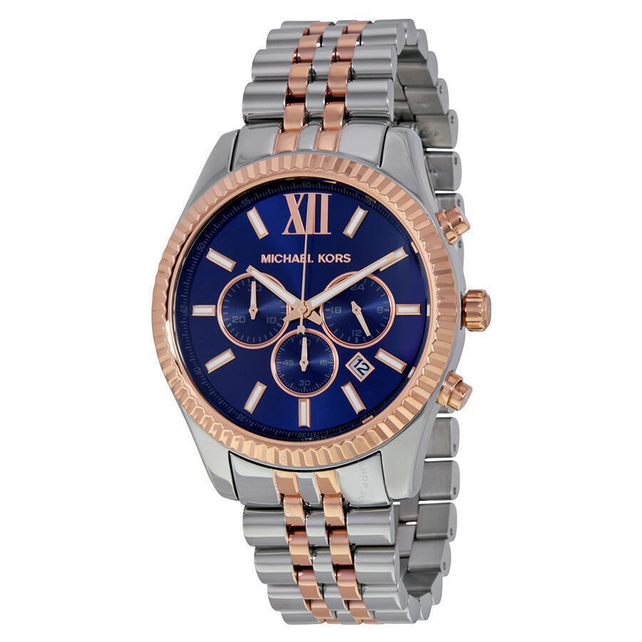 Michael Kors Lexington Blue Dial Two Tone Steel Strap Watch for Men - MK8412 Buy Now By Michael Kors