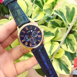 Guess Analog Blue Dial Blue Leather Strap Watch For Men - W0496G4 Buy Now By Guess