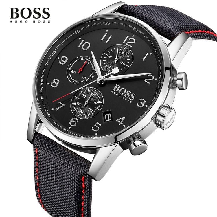 Hugo Boss Navigator Black Dial Black Leather Strap Watch for Men - 1513535 Buy Now By Hugo Boss