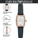 Emporio Armani Gianni T Bar Crystals Silver Dial Blue Leather Strap Watch For Women - AR11469 Buy Now By Emporio Armani